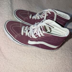 Vans Maroon High-Top Sneakers with White Accents